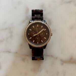 Michael Kors Tortoiseshell Sworovski Crystal Watch Jet Set Ritz MK5038